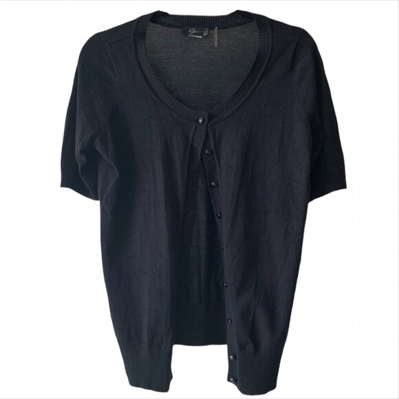 โจ Classic Black Rayon Short-Sleeve Cardigan โ Timeless & Versatile! โจ - Picture 1 of 2